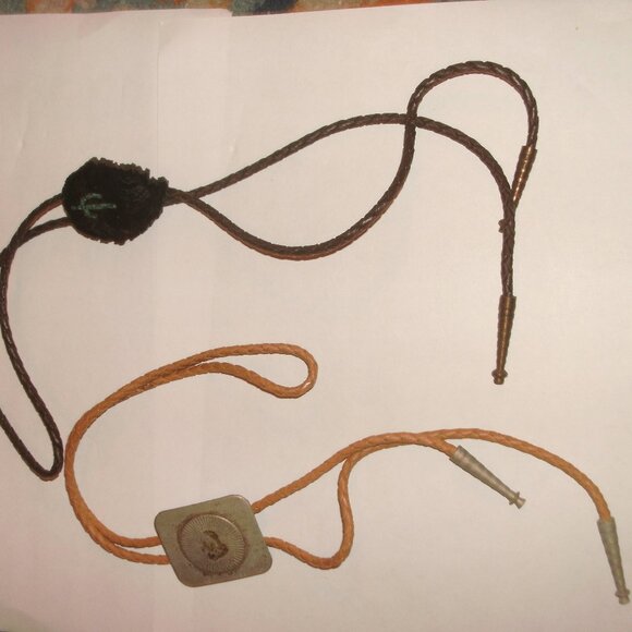 SET 4 Fashion Western Bolo Tie ~ Saddle ~ Holster ~ Gun ~ Faux Turquoise Stone - Picture 5 of 6